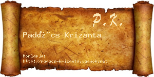 Padács Krizanta névjegykártya